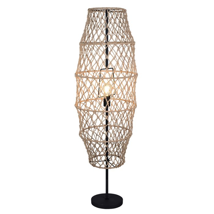 Brown floor lamp rustic, Liduina, with switch