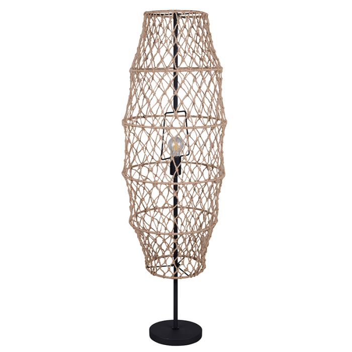 Brown floor lamp rustic, Liduina, with switch