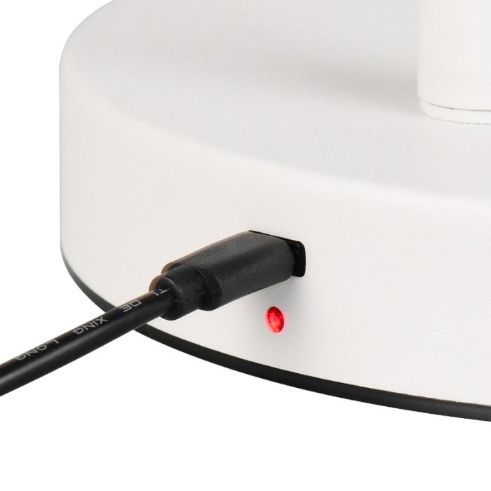 White rechargeable floor lamp metal, Suraya, 4,5W, 3000K LED, 3-step dimmable