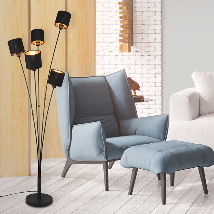 Black floor lamp modern, Koge, with switch