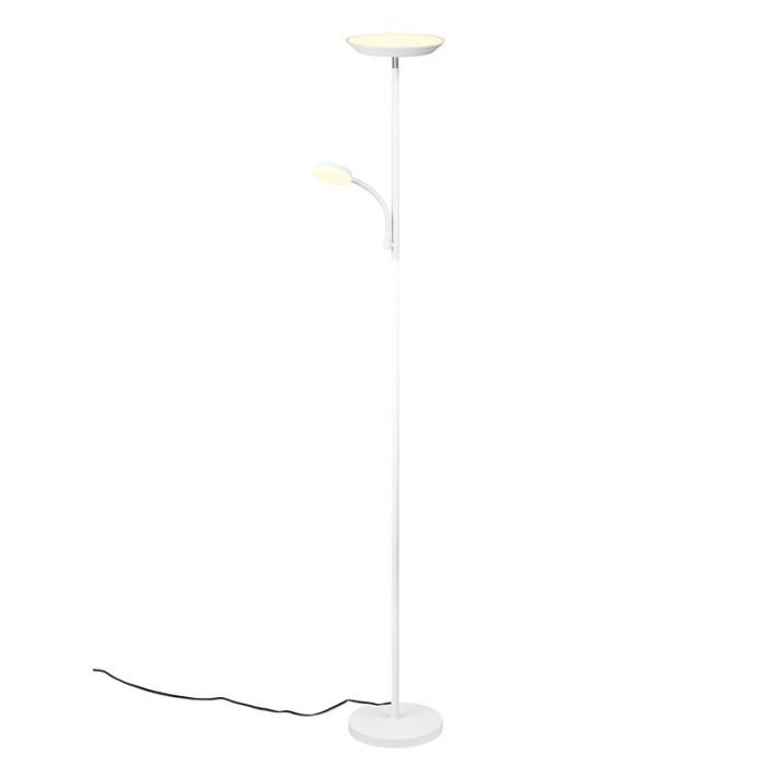 White floor lamp modern, Shahid, 17W, warm to cold white adjustable LED, with touch dimmer