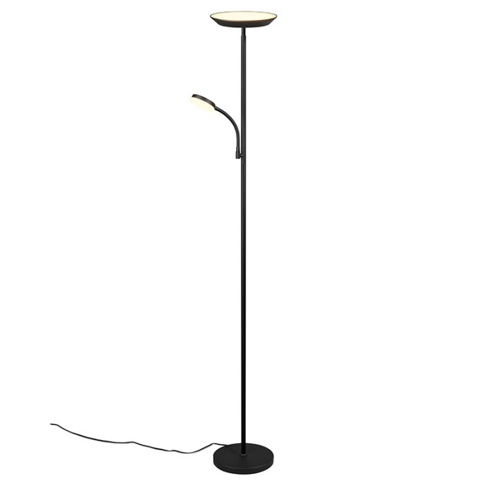 Black floor lamp modern, Shahid, 17W, warm to cold white adjustable LED, with touch dimmer