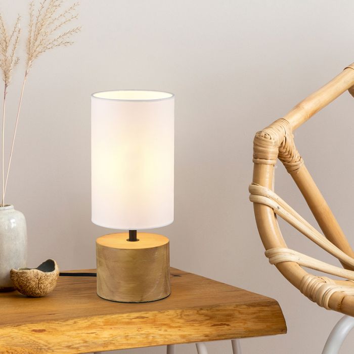 Wood table lamp brown, Job, with switch