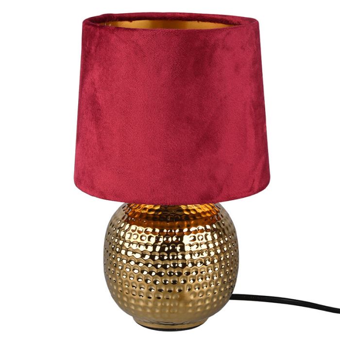 Ceramic table lamp gold, Jorre, with switch