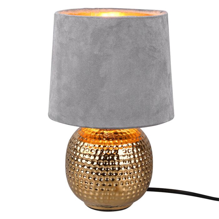 Ceramic table lamp gold, Jorre, with switch