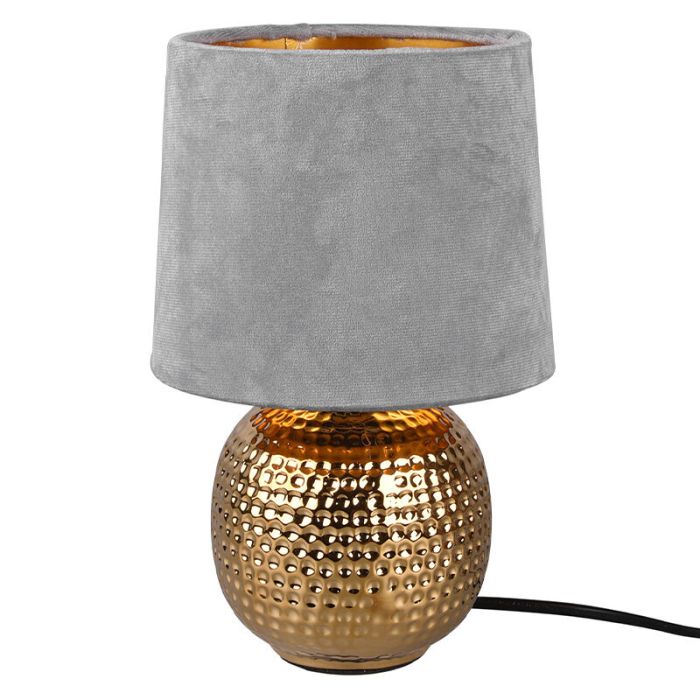 Ceramic table lamp gold, Jorre, with switch