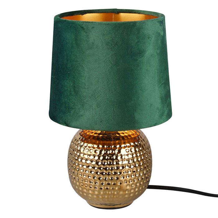Ceramic table lamp gold, Jorre, with switch