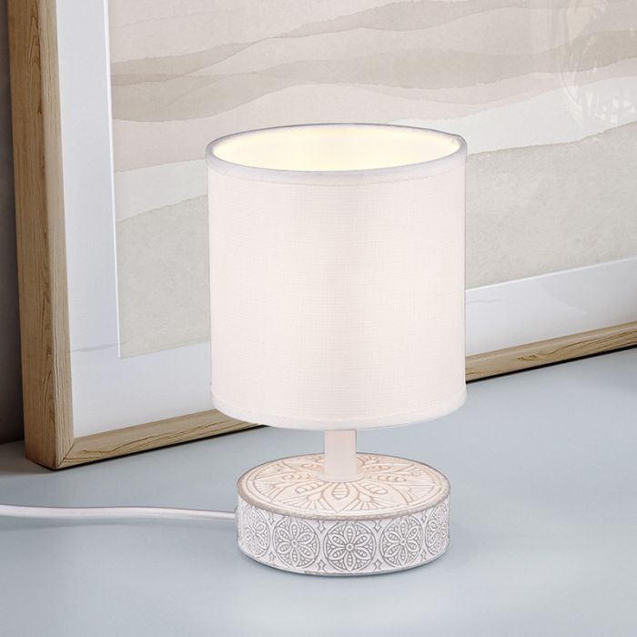 Ceramic table lamp white, Lola, with switch