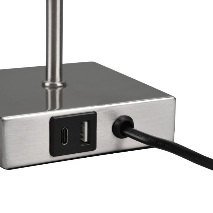Nickel table lamp modern, Selma, with pull switch