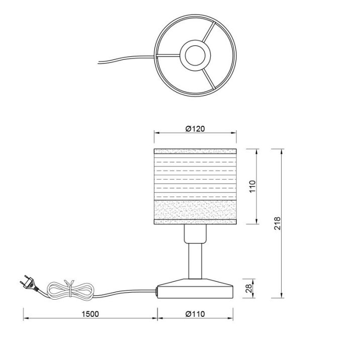 Wooden table lamp modern, Ying, with switch
