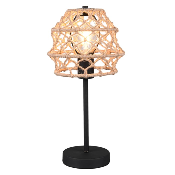 Brown table lamp rustic, Liduina, with switch