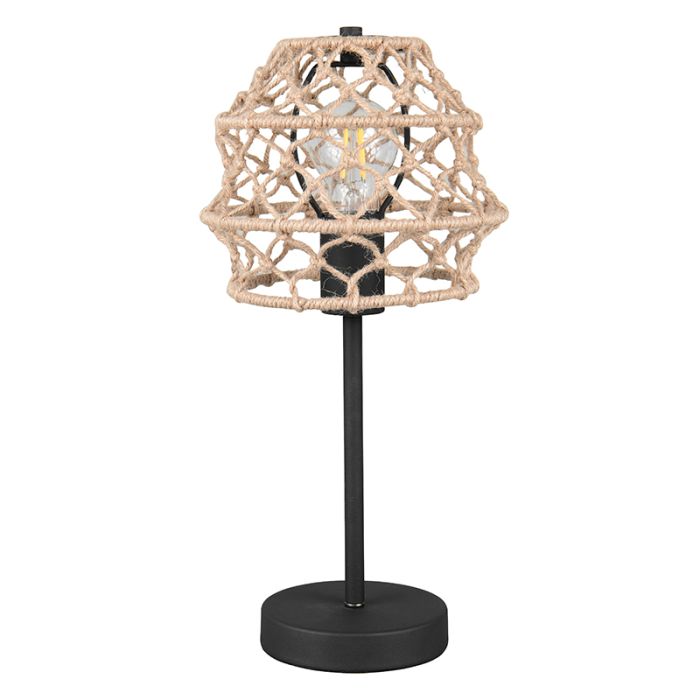 Brown table lamp rustic, Liduina, with switch