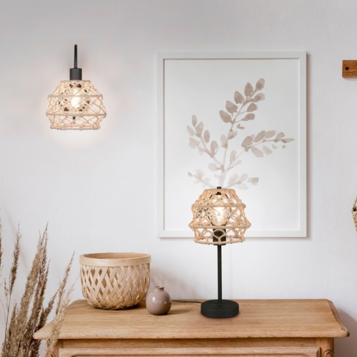 Brown table lamp rustic, Liduina, with switch