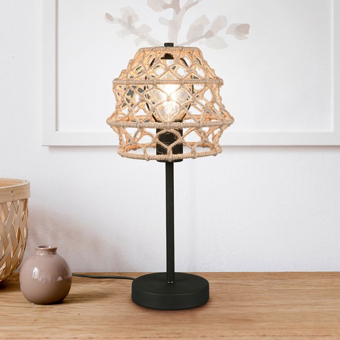 Brown table lamp rustic, Liduina, with switch