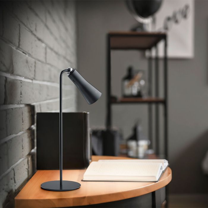 Black table lamp metal, Remko, 2W, 3000K LED, with touch dimmer