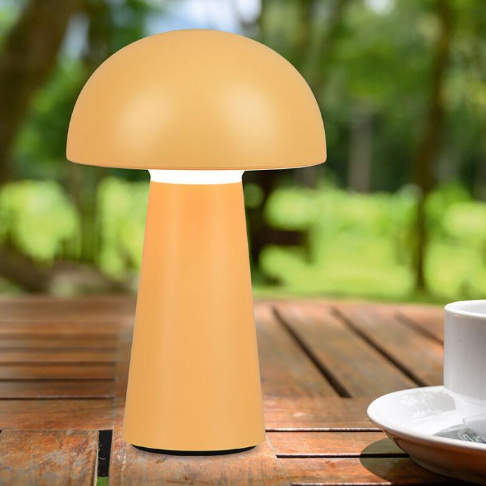 Yellow outdoor table lamp modern, Rachelle, 2W, 3000K LED, IP44, 3-step dimmable