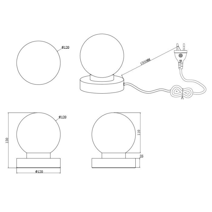 Black table lamp metal, Serdal, with switch