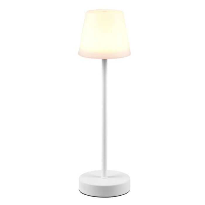 White rechargeable table lamp plastic, Suman, 2W, warm to cold white adjustable LED, IP44, with touch dimmer