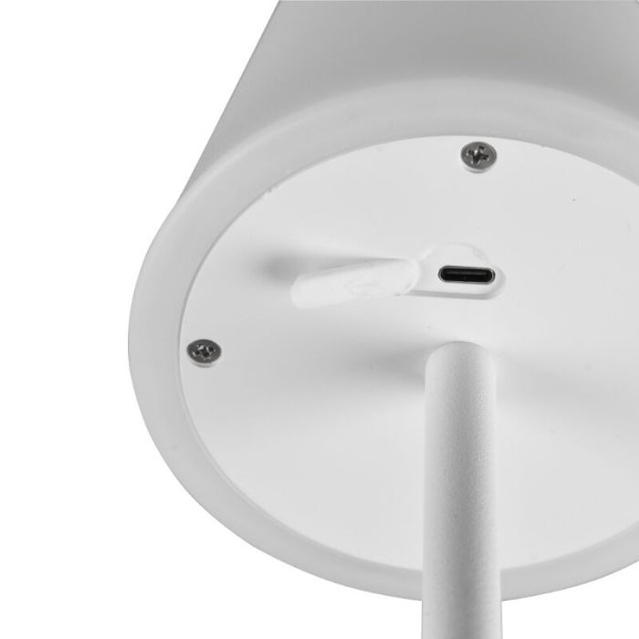 White rechargeable table lamp plastic, Suman, 2W, warm to cold white adjustable LED, IP44, with touch dimmer