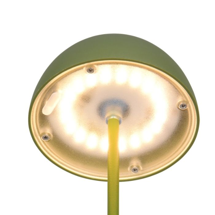 Green rechargeable table lamp plastic, Mikhail, 2W, 3000K LED, IP44, with touch dimmer