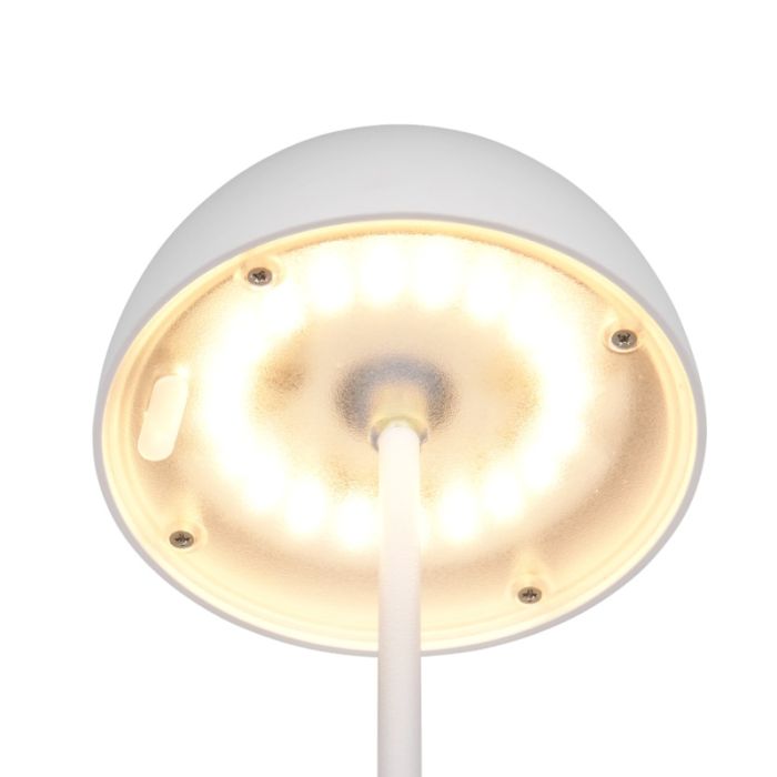 White rechargeable table lamp plastic, Mikhail, 2W, 3000K LED, IP44, with touch dimmer