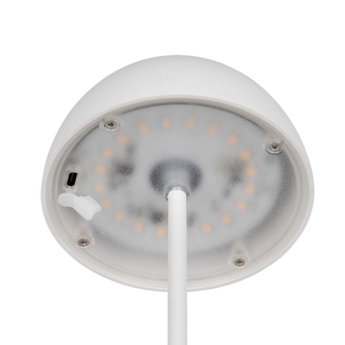 White rechargeable table lamp plastic, Mikhail, 2W, 3000K LED, IP44, with touch dimmer