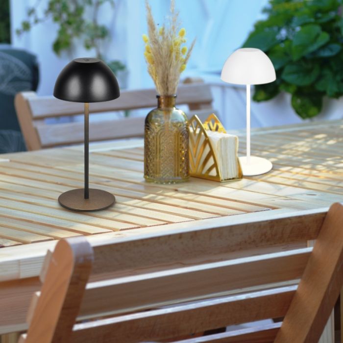 White rechargeable table lamp plastic, Mikhail, 2W, 3000K LED, IP44, with touch dimmer