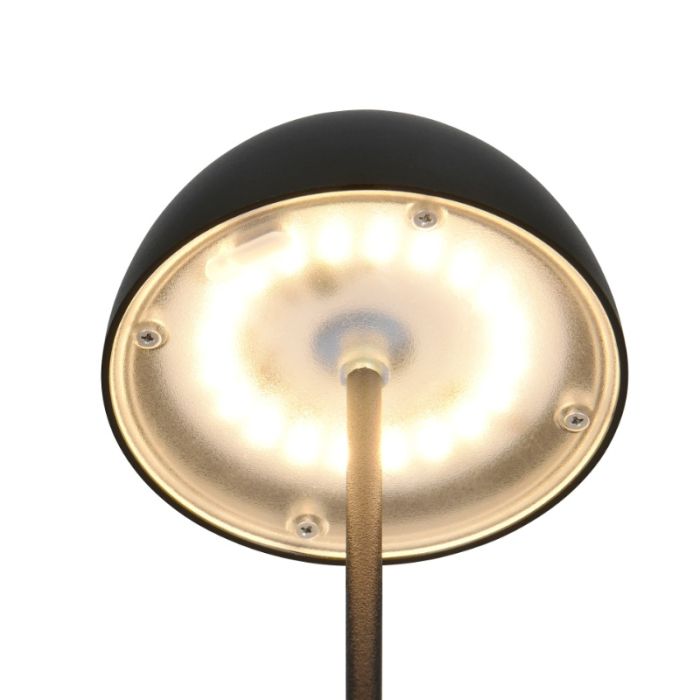 Black rechargeable table lamp plastic, Mikhail, 2W, 3000K LED, IP44, with touch dimmer