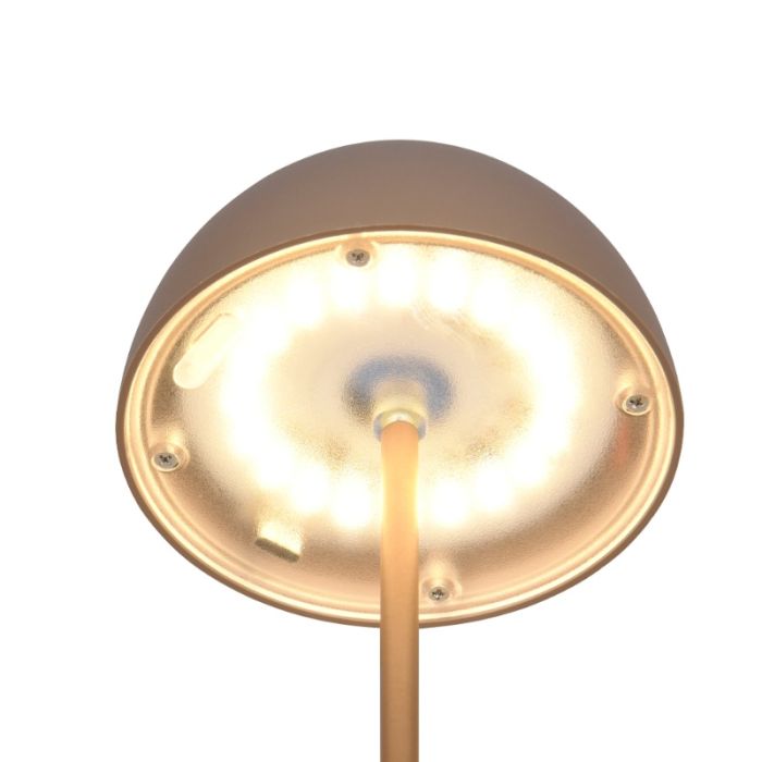 Brown rechargeable table lamp plastic, Mikhail, 2W, 3000K LED, IP44, with touch dimmer