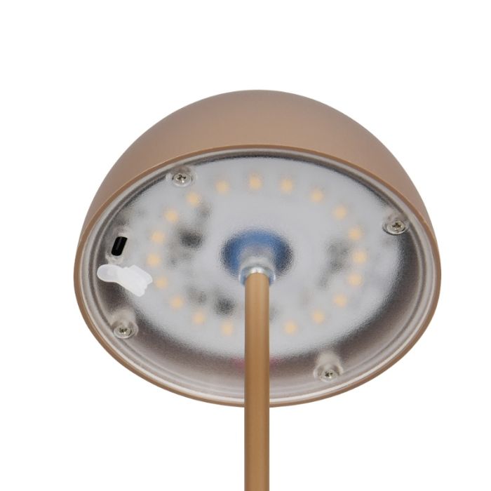 Brown rechargeable table lamp plastic, Mikhail, 2W, 3000K LED, IP44, with touch dimmer