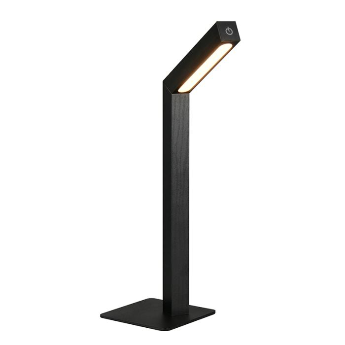 Black rechargeable table lamp modern, Reijer, 2W, 3000K LED, with touch dimmer