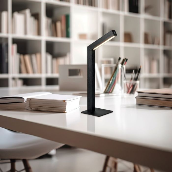 Black rechargeable table lamp modern, Reijer, 2W, 3000K LED, with touch dimmer