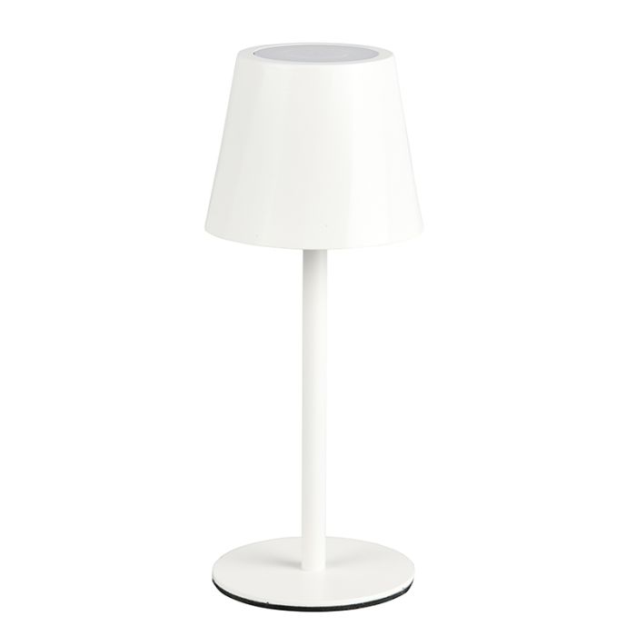 White rechargeable table lamp metal, Priya, 1,6W, warm to cold white adjustable LED, 3-step dimmable