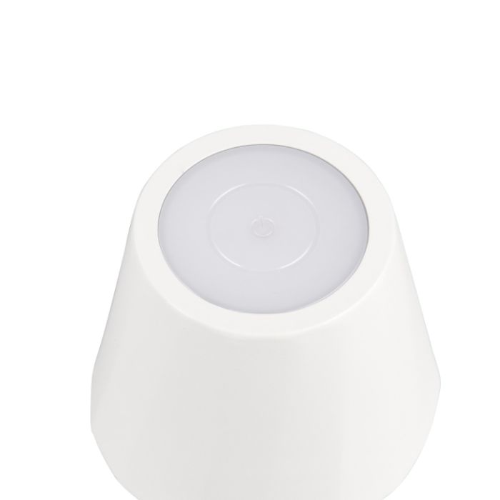 White rechargeable table lamp metal, Priya, 1,6W, warm to cold white adjustable LED, 3-step dimmable