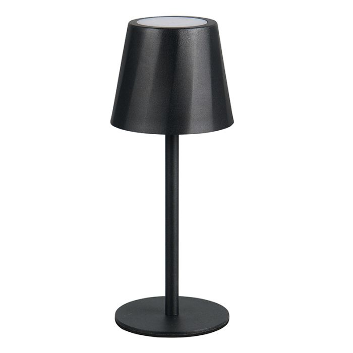 Black rechargeable table lamp metal, Priya, 1,6W, warm to cold white adjustable LED, 3-step dimmable