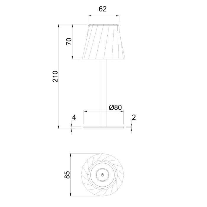 Black rechargeable table lamp metal, Priya, 1,6W, warm to cold white adjustable LED, 3-step dimmable