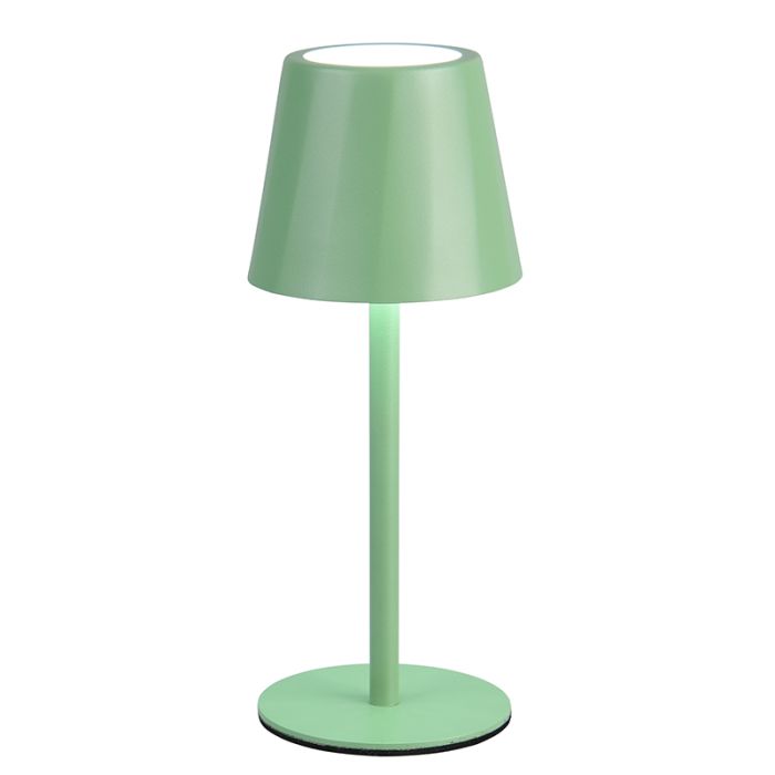 Green rechargeable table lamp metal, Priya, 1,6W, warm to cold white adjustable LED, 3-step dimmable