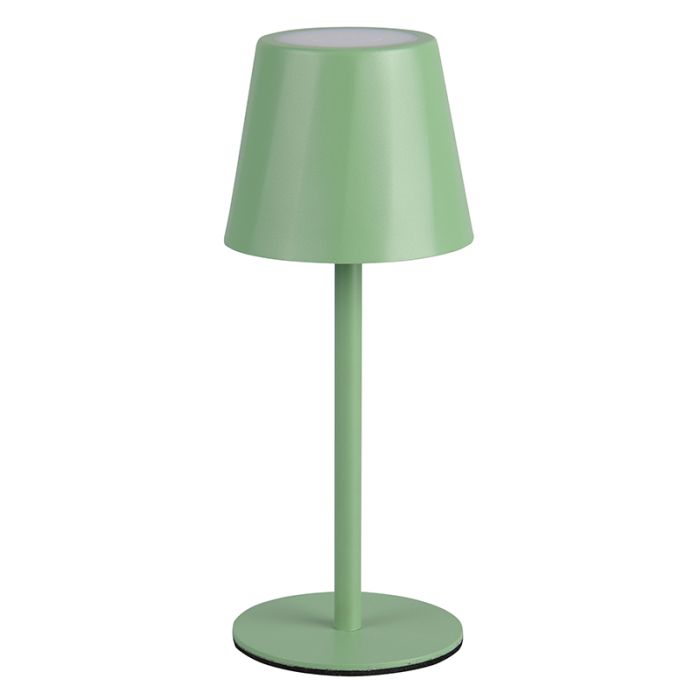 Green rechargeable table lamp metal, Priya, 1,6W, warm to cold white adjustable LED, 3-step dimmable