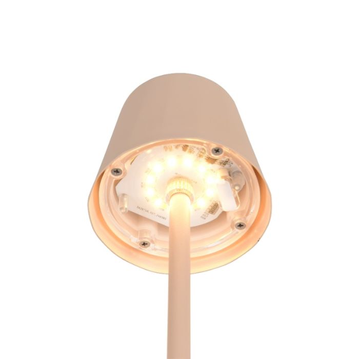 Brown rechargeable table lamp metal, Priya, 1,6W, warm to cold white adjustable LED, 3-step dimmable
