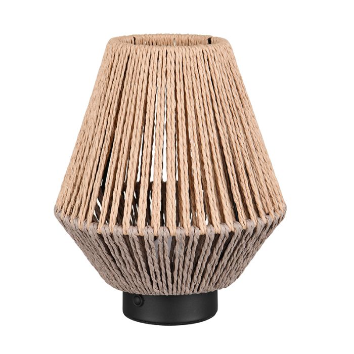 Paper rechargeable table lamp brown, Isaura, 1,5W, 3000K LED, 3-step dimmable