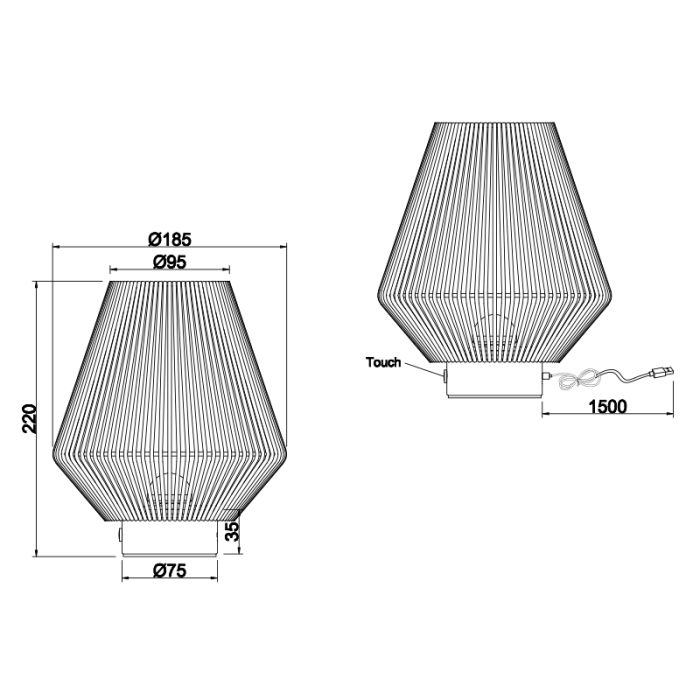 Paper rechargeable table lamp brown, Isaura, 1,5W, 3000K LED, 3-step dimmable