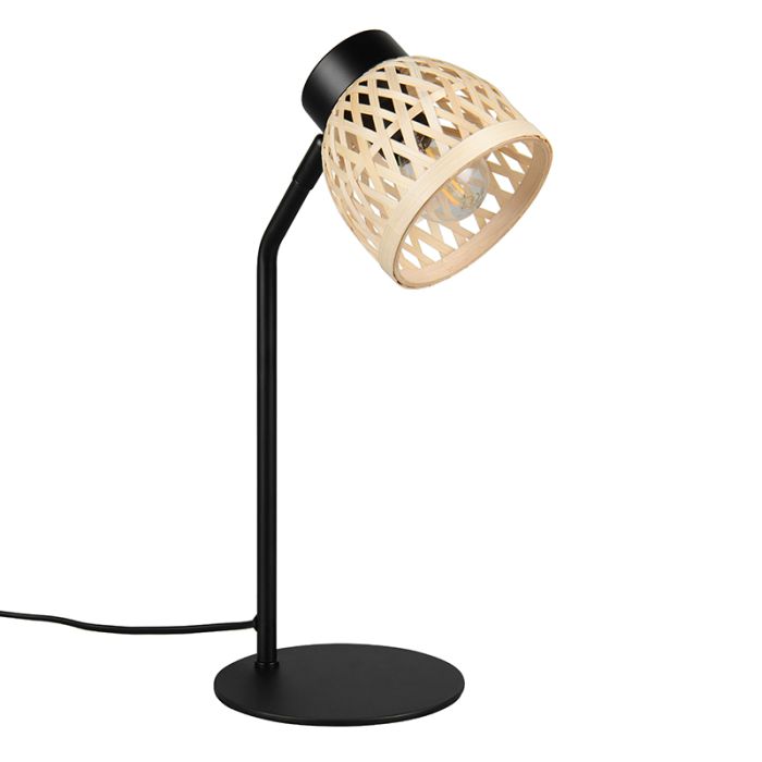 Rattan table lamp brown, Laut, with switch