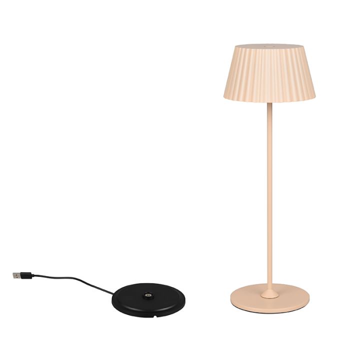 Brown rechargeable outdoor table lamp modern, Reshma, 1,5W, 3000K LED, IP44, with touch dimmer