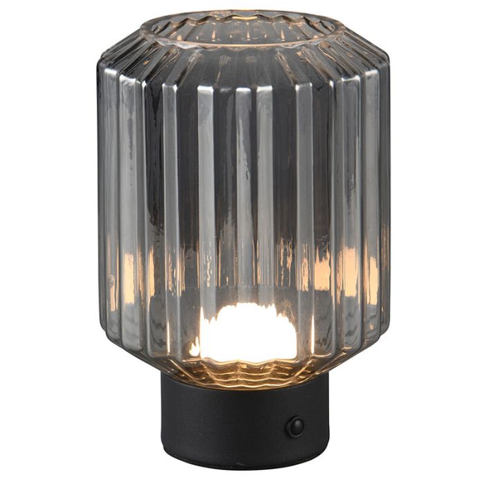 Black rechargeable table lamp retro, Tamer, 2W, 3000K LED, with touch dimmer