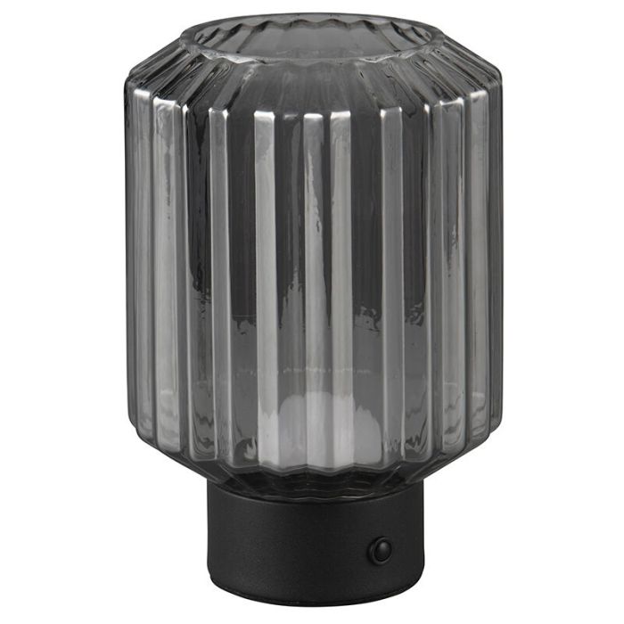 Black rechargeable table lamp retro, Tamer, 2W, 3000K LED, with touch dimmer