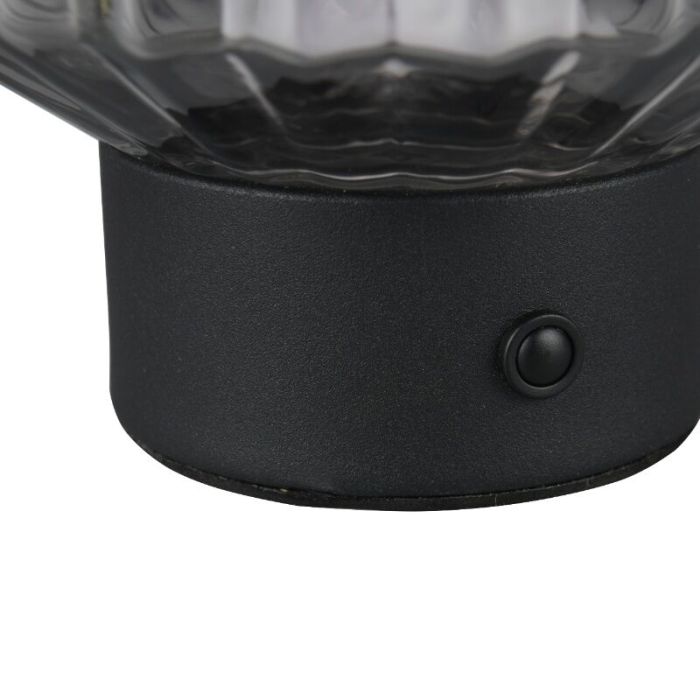 Black rechargeable table lamp retro, Tamer, 2W, 3000K LED, with touch dimmer