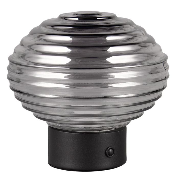 Black rechargeable table lamp retro, Walid, 2W, 3000K LED, with touch dimmer