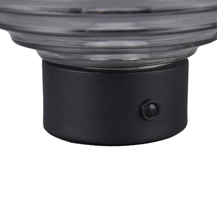 Black rechargeable table lamp retro, Walid, 2W, 3000K LED, with touch dimmer