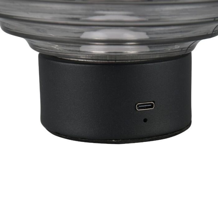 Black rechargeable table lamp retro, Walid, 2W, 3000K LED, with touch dimmer