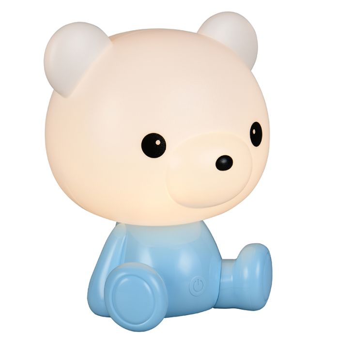Blue children's table lamp plastic, Lumibear, 0,3W, RGB LED, with switch